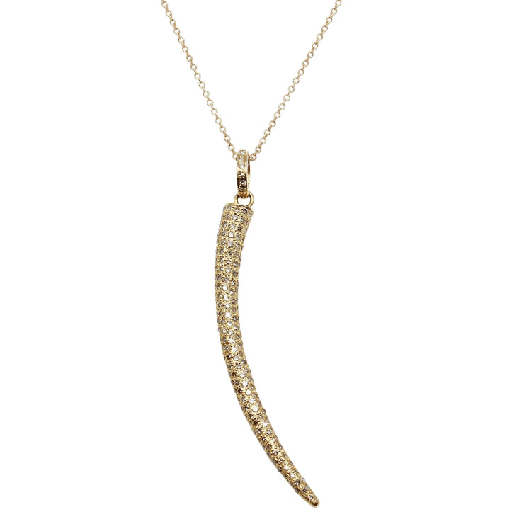 Gold Pavé Diamond Horn Necklace-Dana Lyn