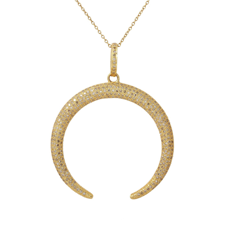 Pavé Diamond Double Horn Necklace-Dana Lyn