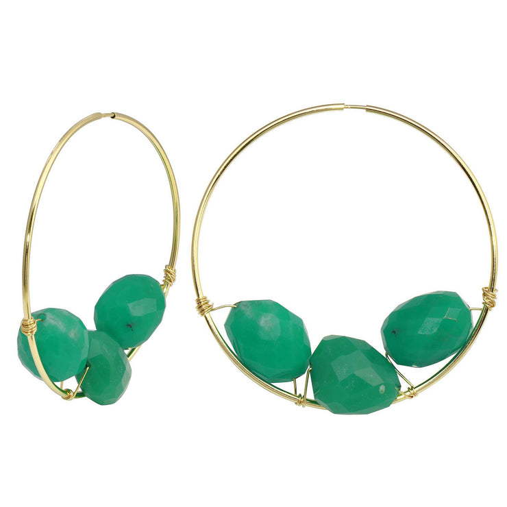 Gold Filled Hoops with Chrysoprase-Dana Lyn