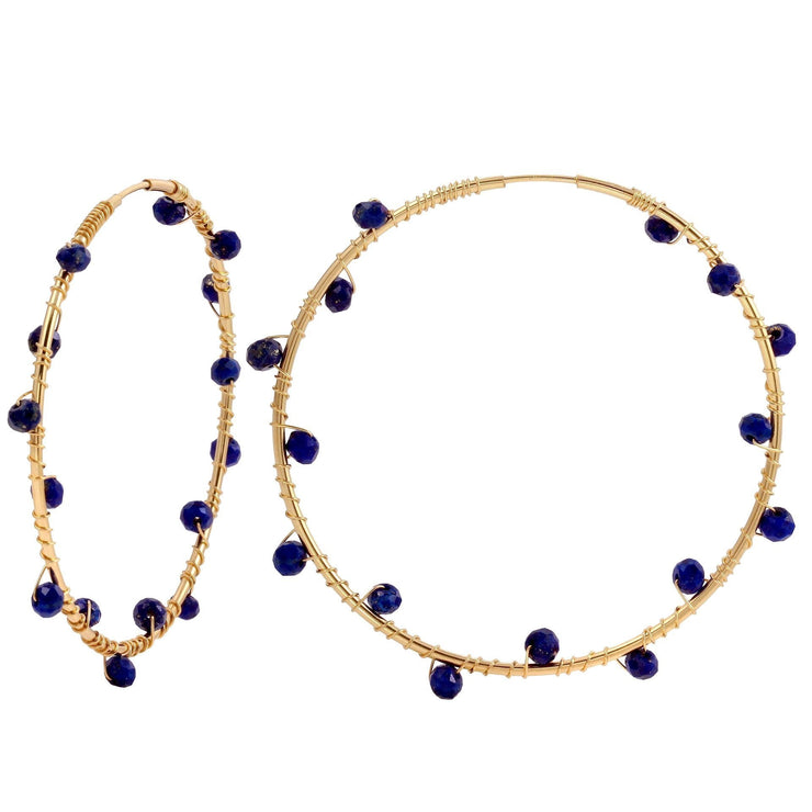 Gold Filled Hoops with Lapis-Dana Lyn