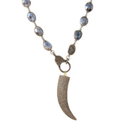 Labradorite and Pavé Diamond Horn Necklace-Dana Lyn