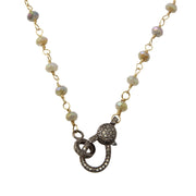 Labradorite Wire Wrapped Necklace with Pavé Diamond Clasp-Dana Lyn