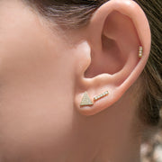 Large Triangle Pavé Diamond Stud Earrings-Dana Lyn