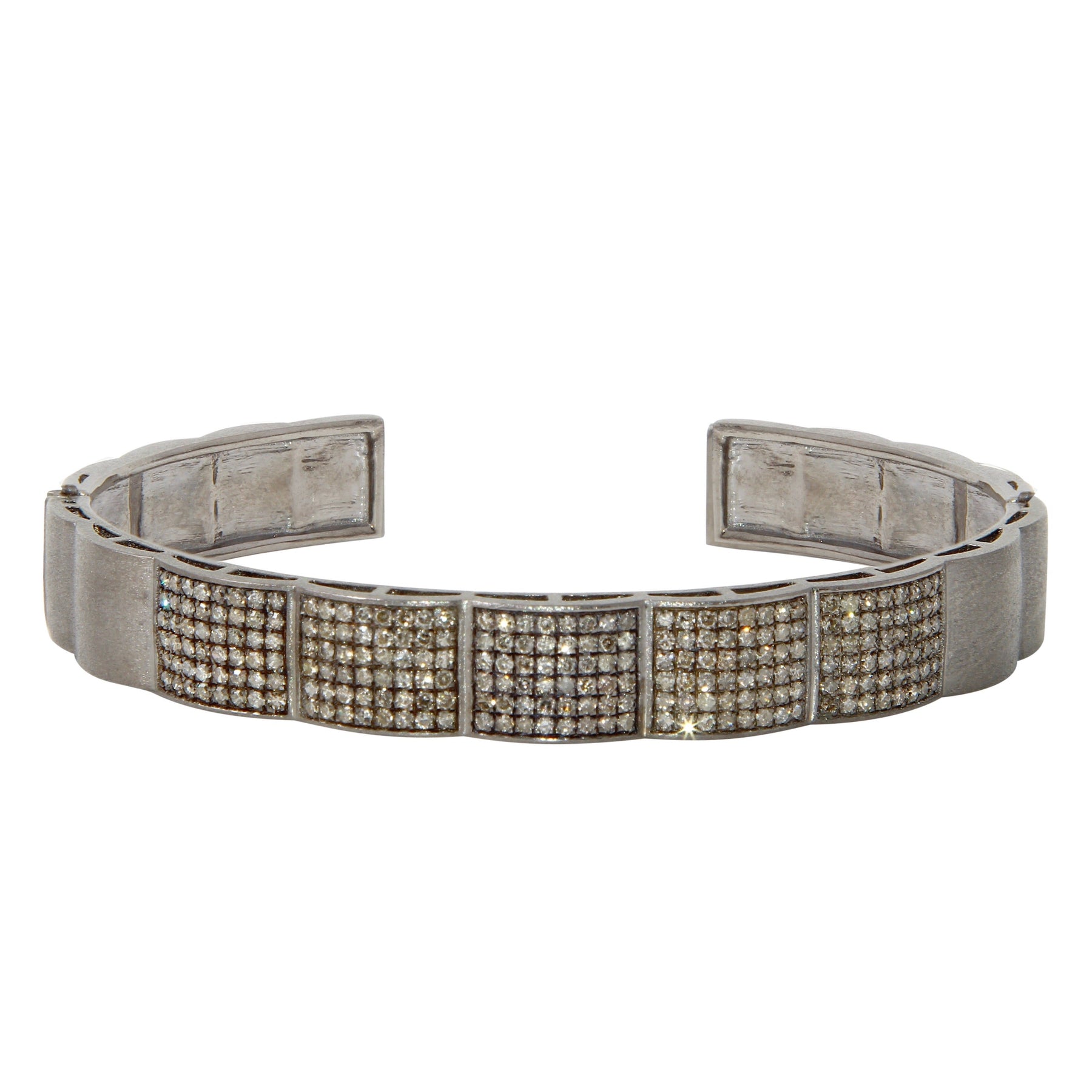 Silver and Pavee Diamond Cuff 18K White Gold 5-Row Pave Diamond Cuff Bracelet | Burdeen main image 2