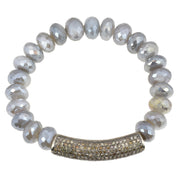 Moonstone Bracelet with Pavé Diamond Bar-Dana Lyn