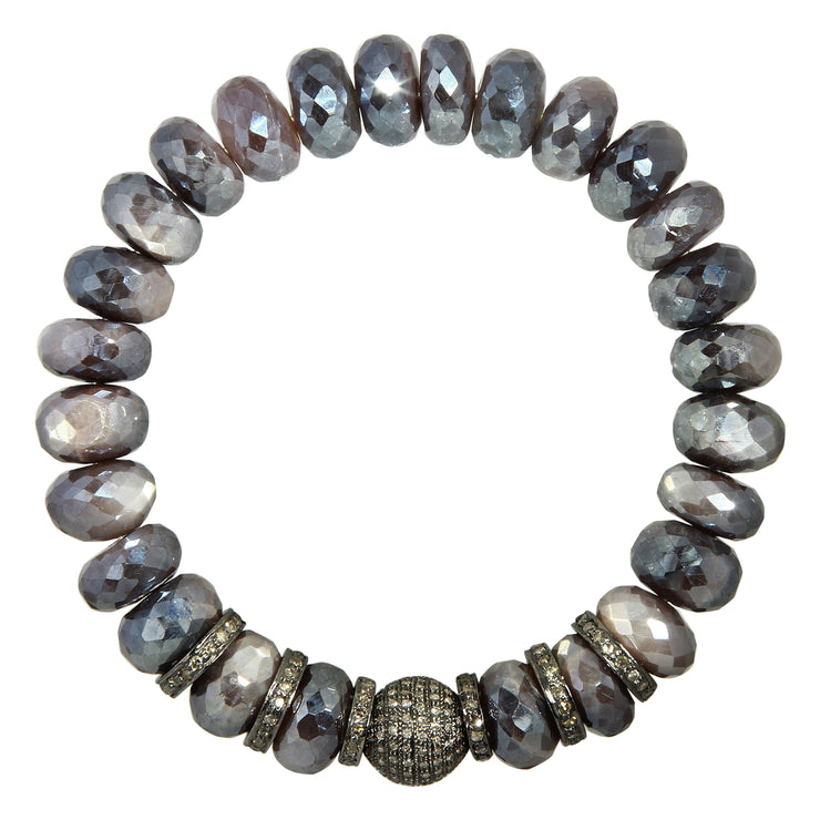 Moonstone Bracelet with Pavé Diamond Beads-Dana Lyn