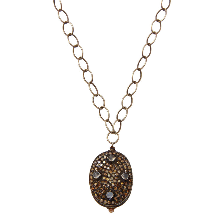 Oval Topaz and Moonstone Pendant Necklace-Dana Lyn