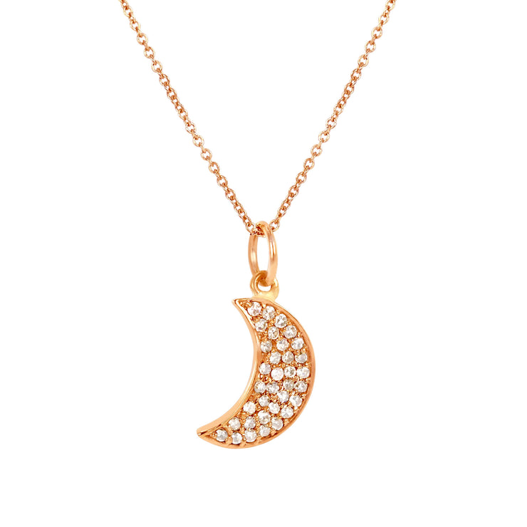 Rose Gold and Diamond Moon Necklace-Dana Lyn