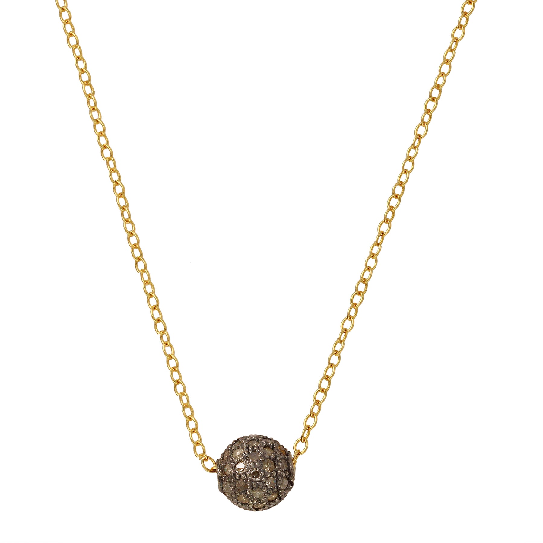 1.25 Ct. Pave diamond Ball Pendant In 14K Yellow Gold | Fascinating Diamonds