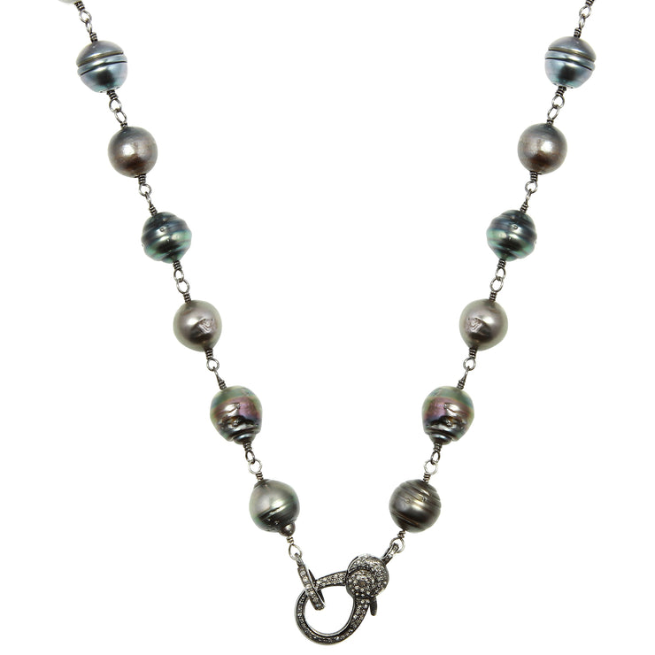 Tahitian Pearl with Diamond Clasp Necklace-Dana Lyn